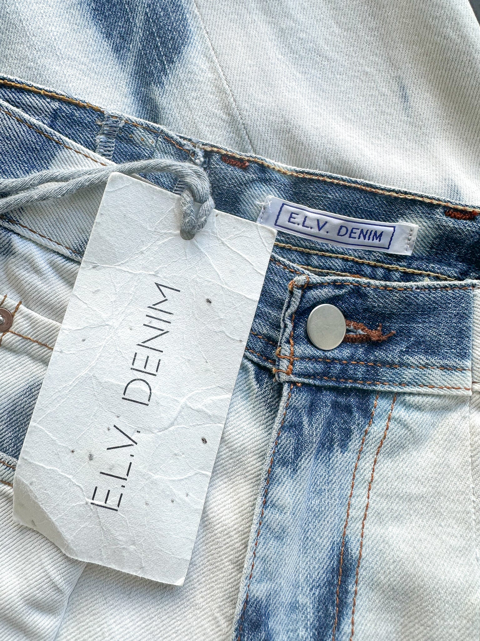 E.L.V. Denim Bleached Effect Straight Leg Jeans