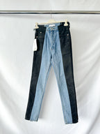 E.L.V. Denim Black Light Blue Contrast Straight Leg Jean