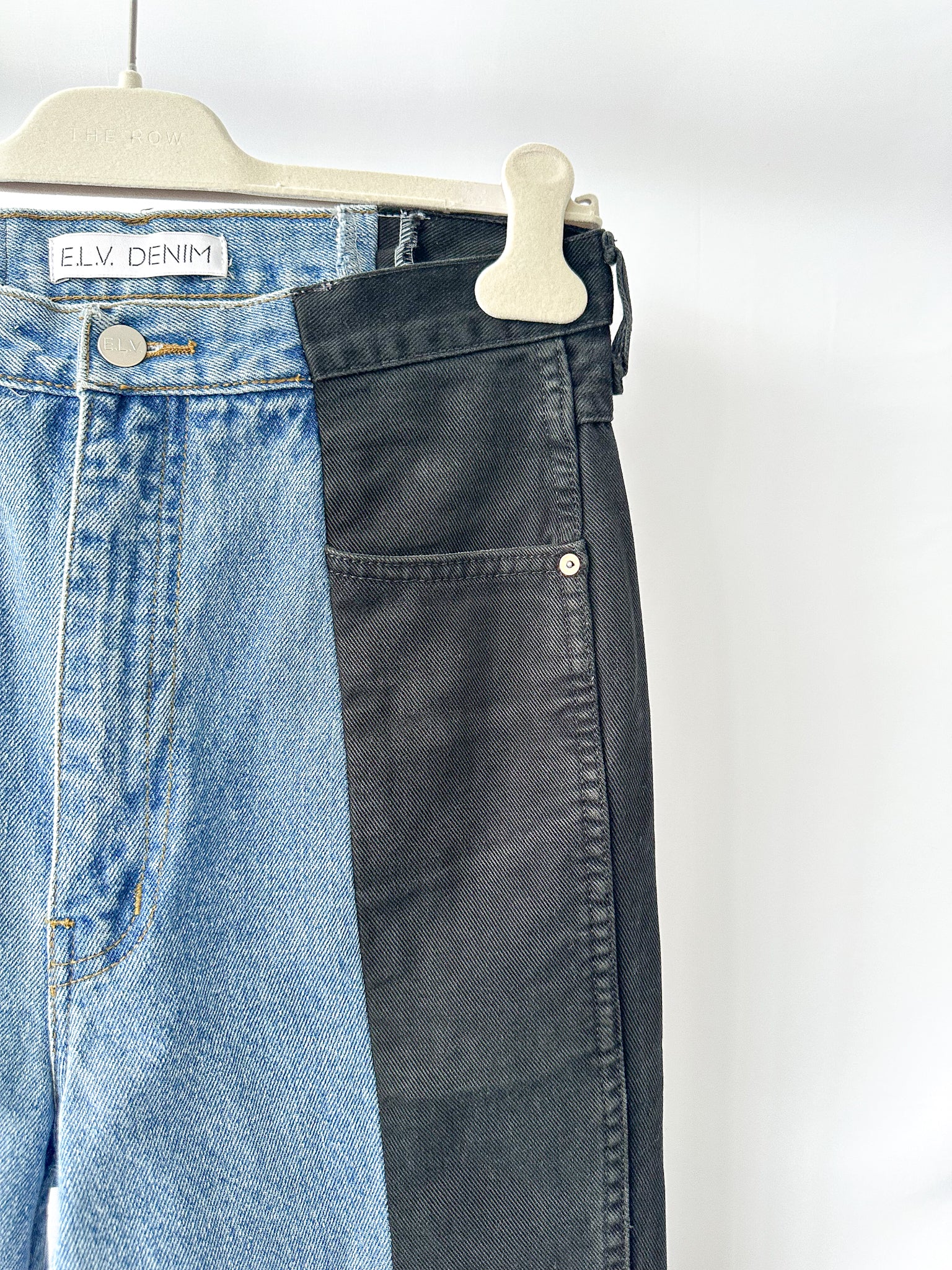 E.L.V. Denim Black Light Blue Contrast Straight Leg Jean