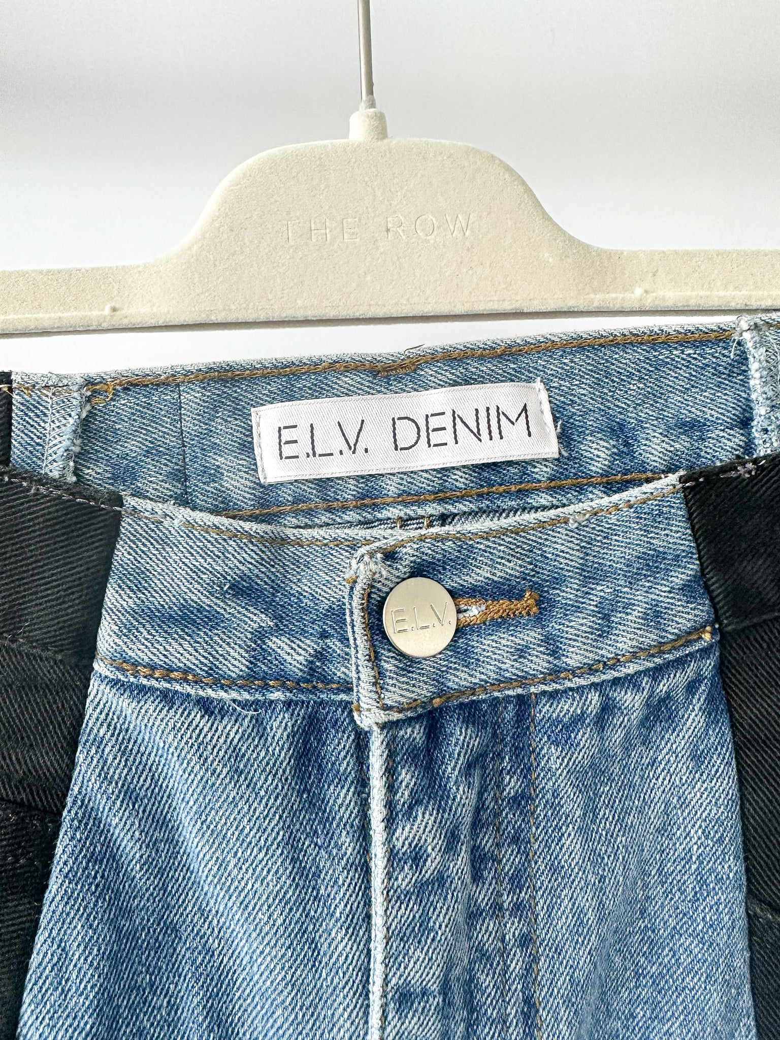 E.L.V. Denim Black Light Blue Contrast Straight Leg Jean