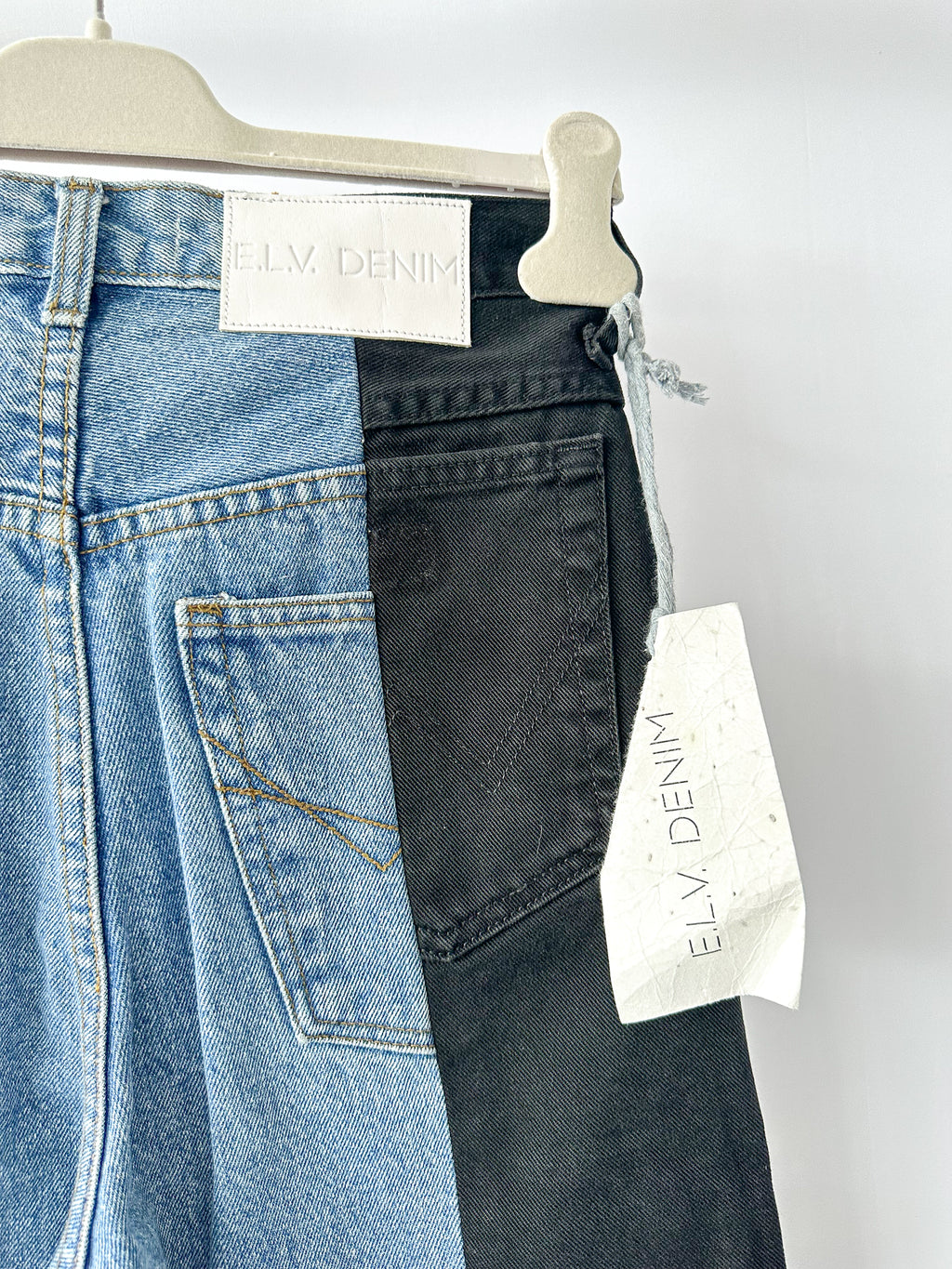 E.L.V. Denim Black Light Blue Contrast Straight Leg Jean