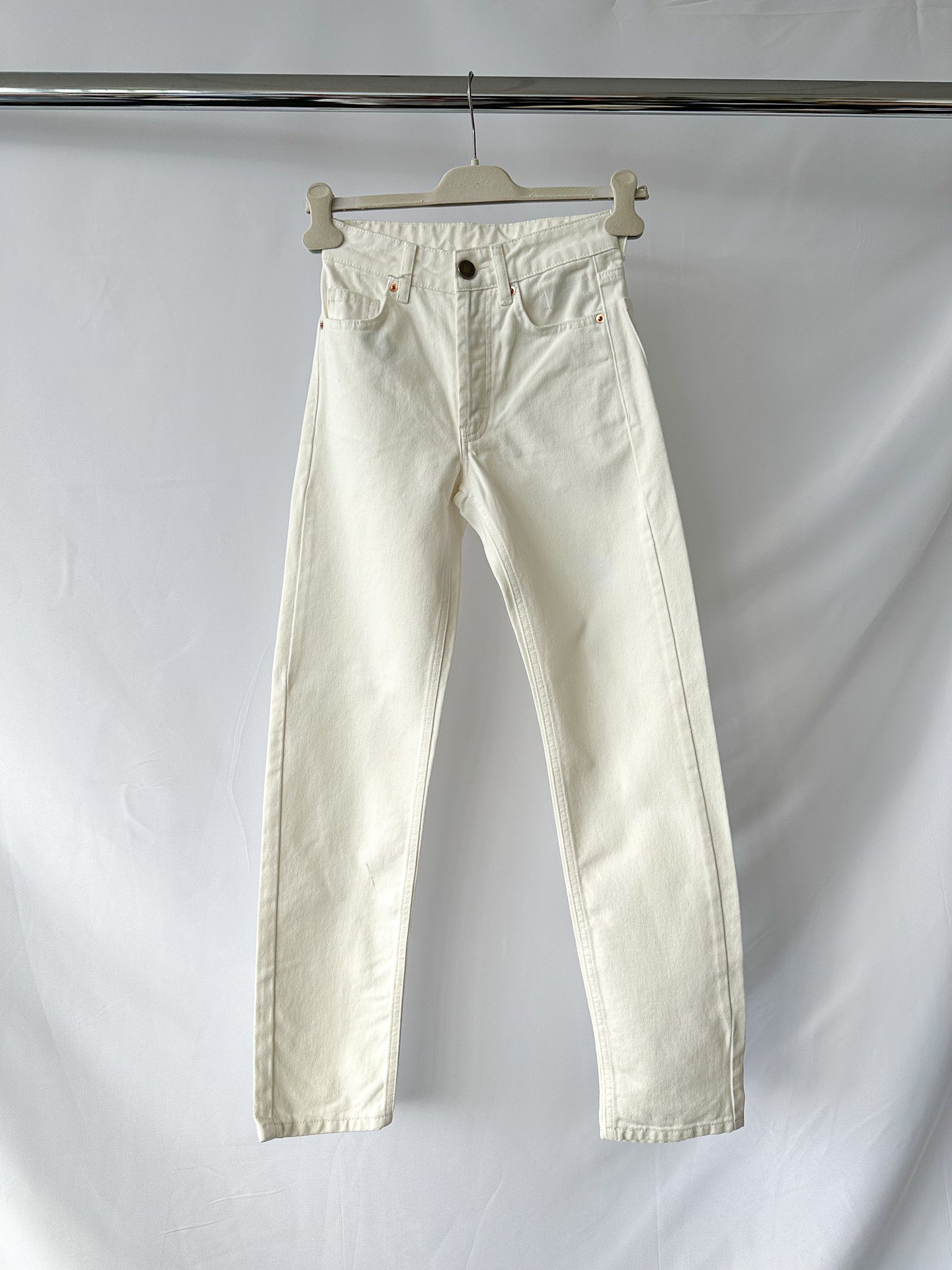 Raey Cream Ivory Organic-Cotton Straight Leg Jeans