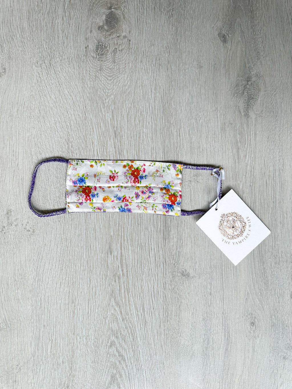 The Vampire's Wife Purple Sparkly Front Floral Satin Back Face Mask - House Of Huntington