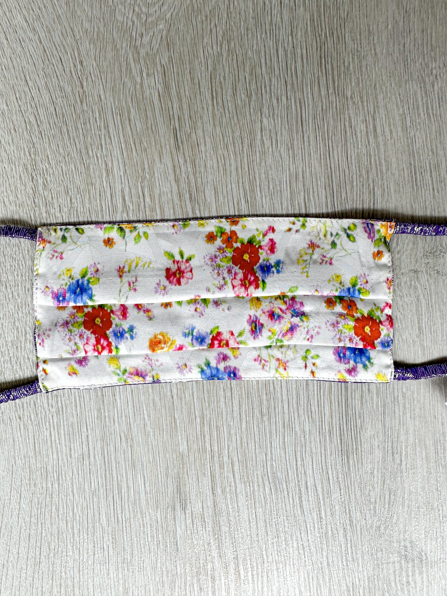 The Vampire's Wife Purple Sparkly Front Floral Satin Back Face Mask - House Of Huntington