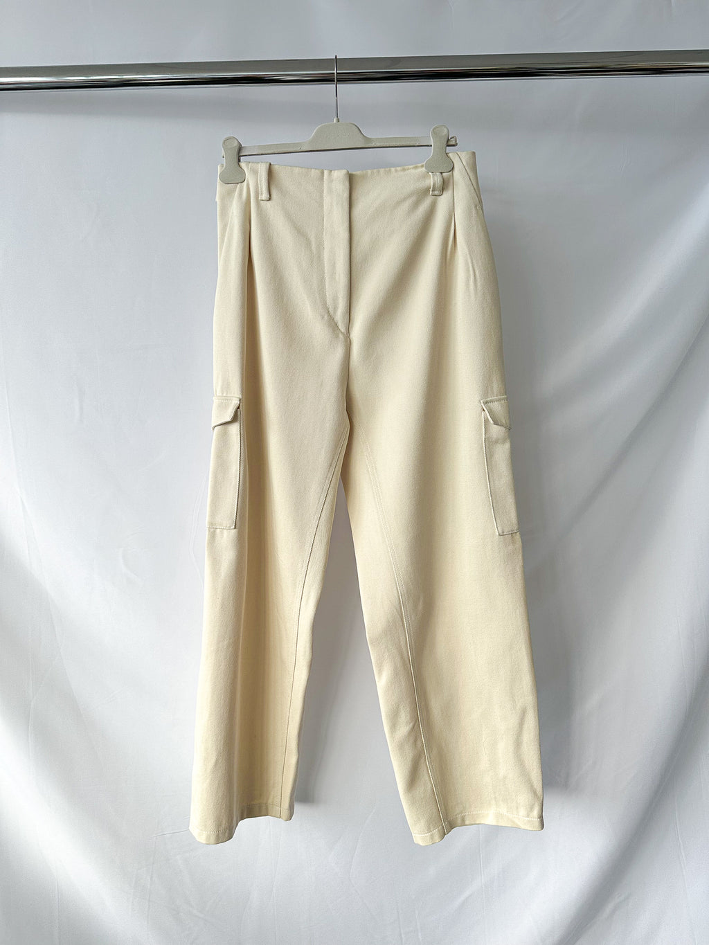 Pringle Of Scotland Cream Pocket Detail Woven Wide Leg Trousers