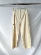 Pringle Of Scotland Cream Pocket Detail Woven Wide Leg Trousers