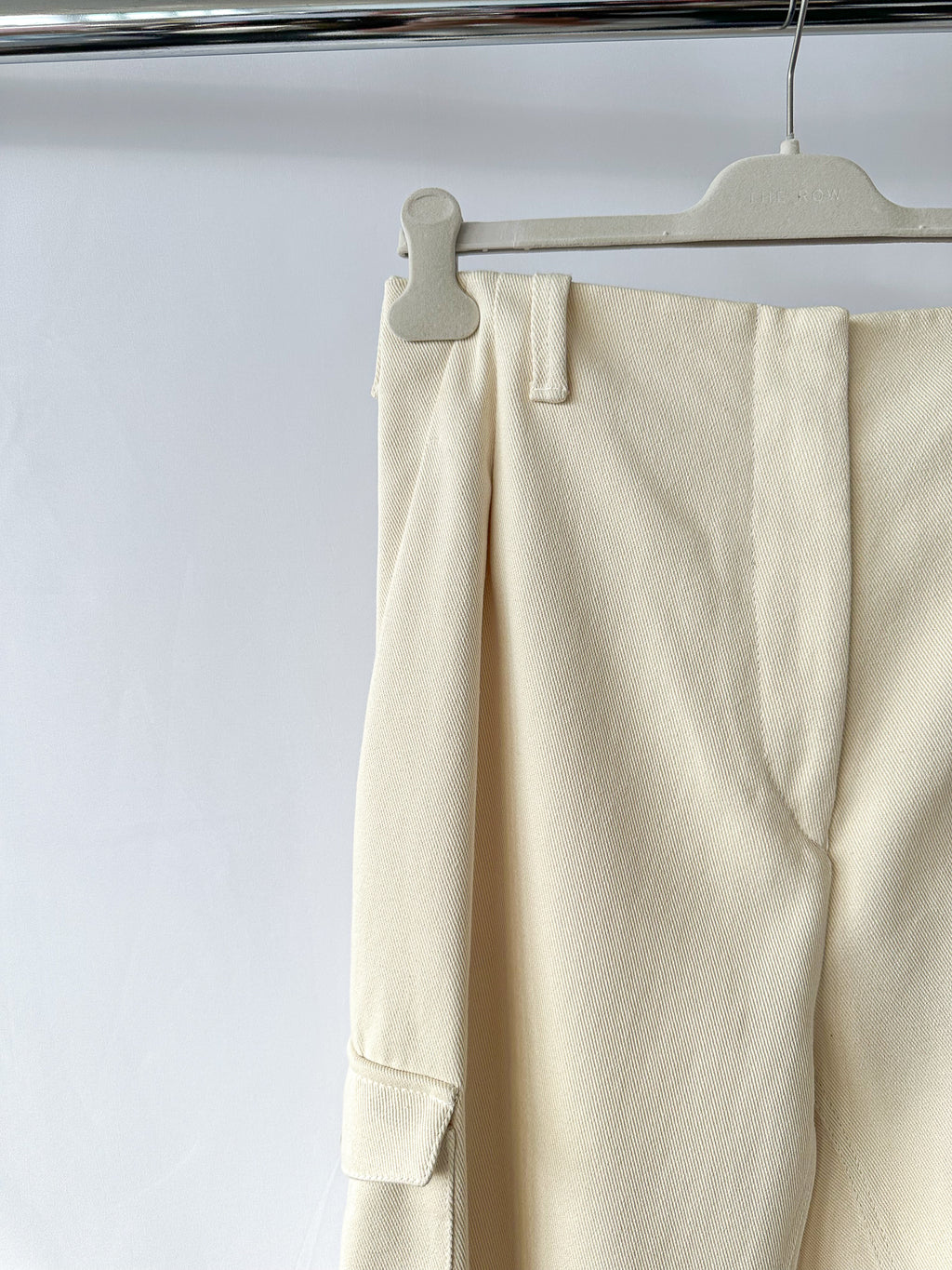 Pringle Of Scotland Cream Pocket Detail Woven Wide Leg Trousers