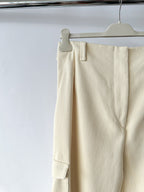 Pringle Of Scotland Cream Pocket Detail Woven Wide Leg Trousers