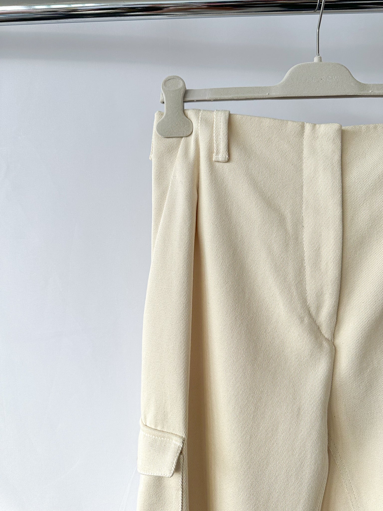 Pringle Of Scotland Cream Pocket Detail Woven Wide Leg Trousers