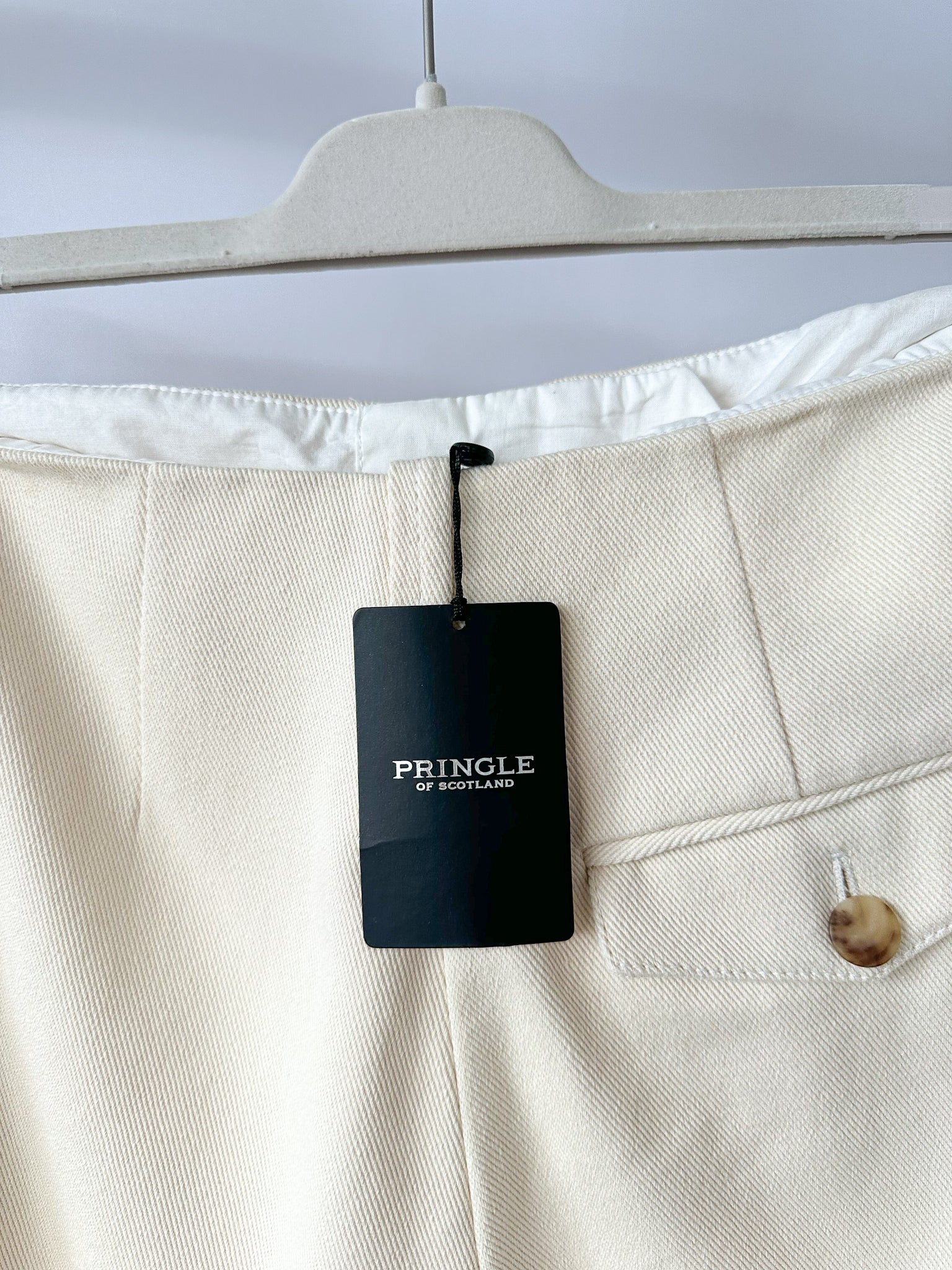 Pringle Of Scotland Cream Pocket Detail Woven Wide Leg Trousers