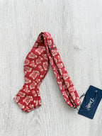 Drake's Salmon Paisley Silk Linen Bow Tie