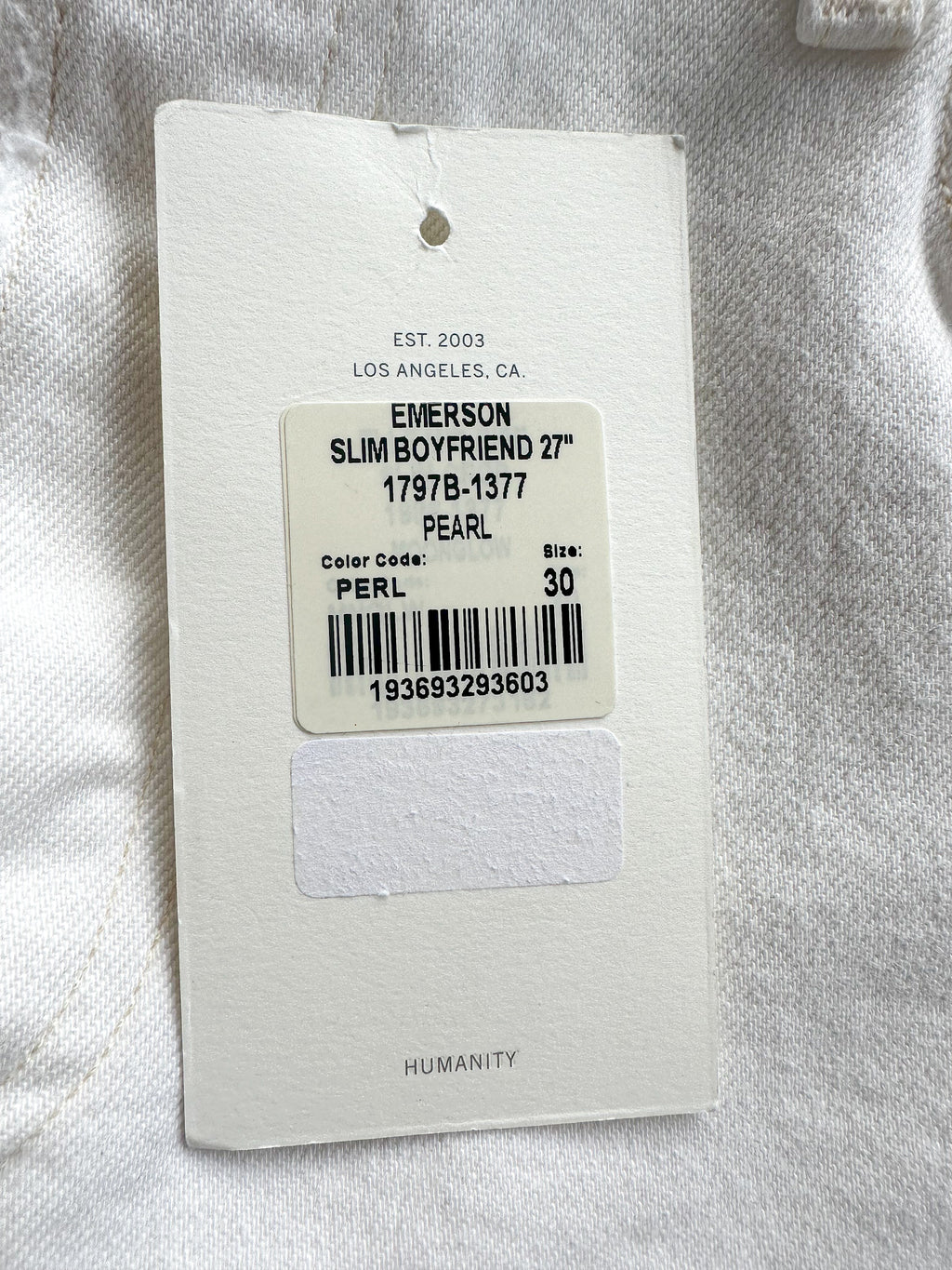 Citizens Of Humanity White Emerson Slim Boyfriend 27" Leg Jeans