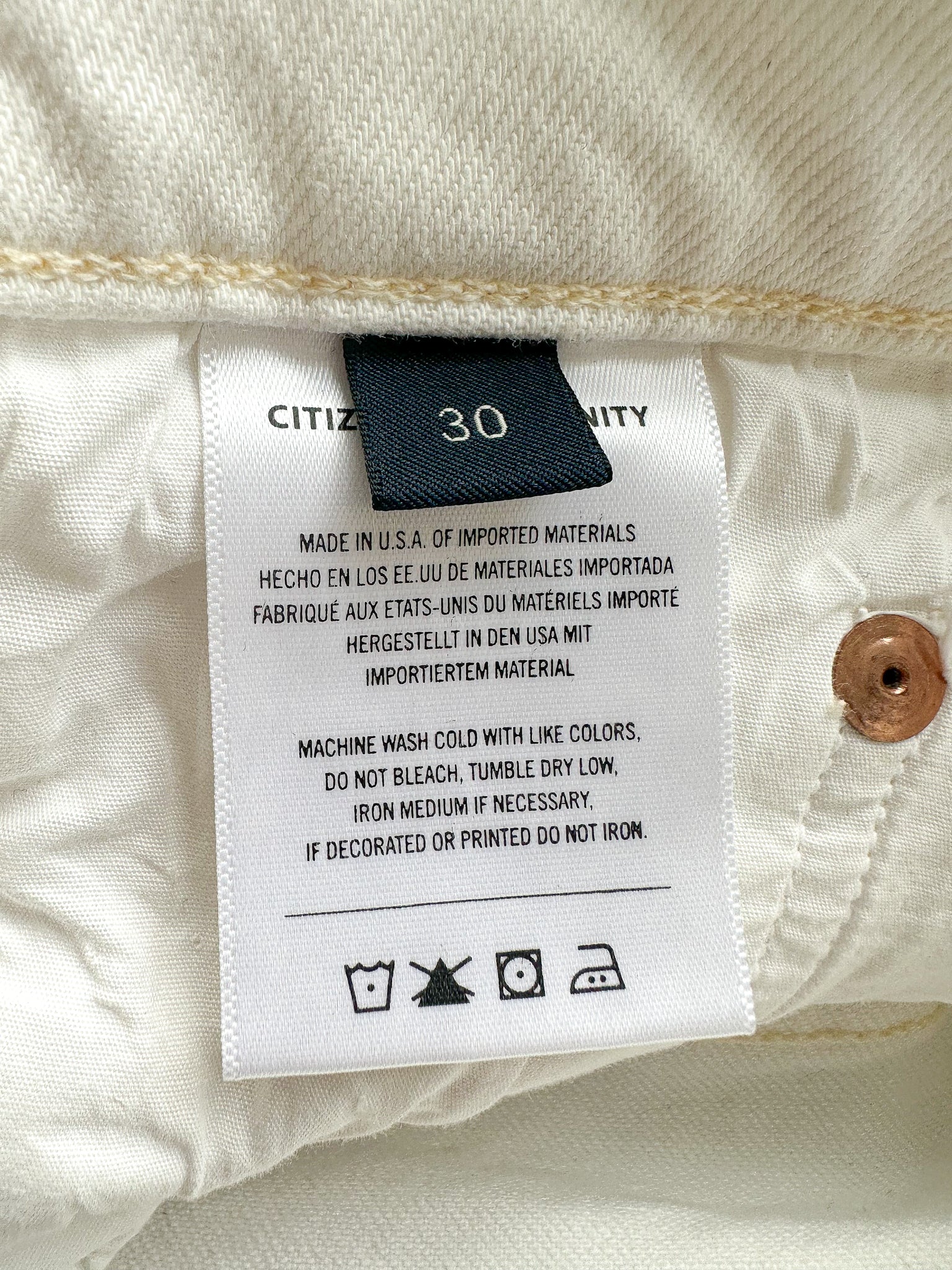 Citizens Of Humanity White Emerson Slim Boyfriend 27" Leg Jeans