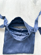 The Vampire's Wife Navy Blue Silk Satin Drawstring Pouch Bag - House Of Huntington