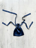 The Vampire's Wife Navy Blue Silk Satin Drawstring Pouch Bag - House Of Huntington