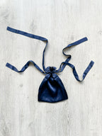 The Vampire's Wife Navy Blue Silk Satin Drawstring Pouch Bag - House Of Huntington