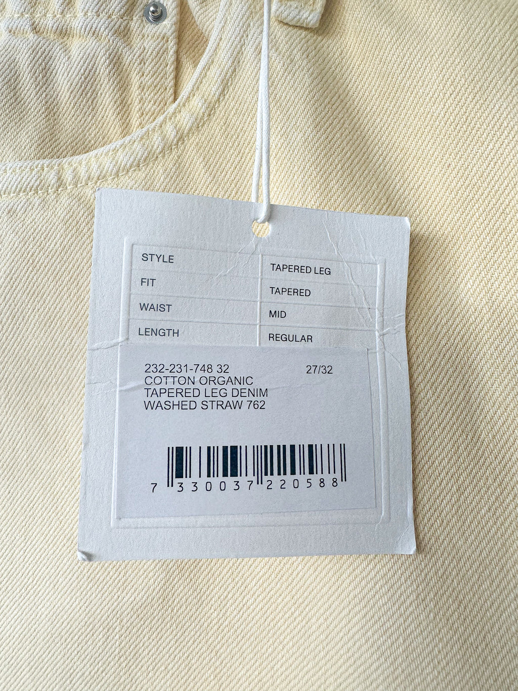 Toteme Yellow Tapered Leg Organic Cotton Denim Jeans