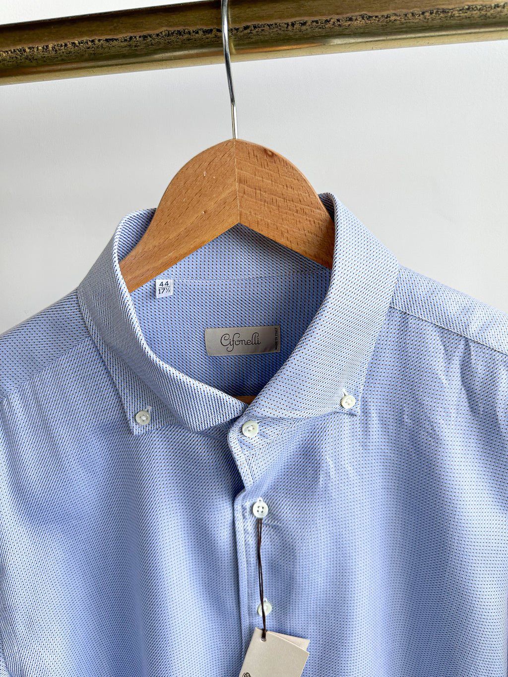 Cifonelli Blue Small Dotted Formal Shirt - House Of Huntington