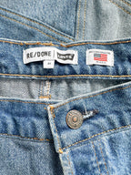 Re/Done Patchwork Denim Midi Skirt