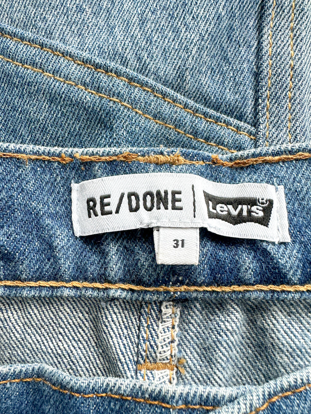 Re/Done Patchwork Denim Midi Skirt