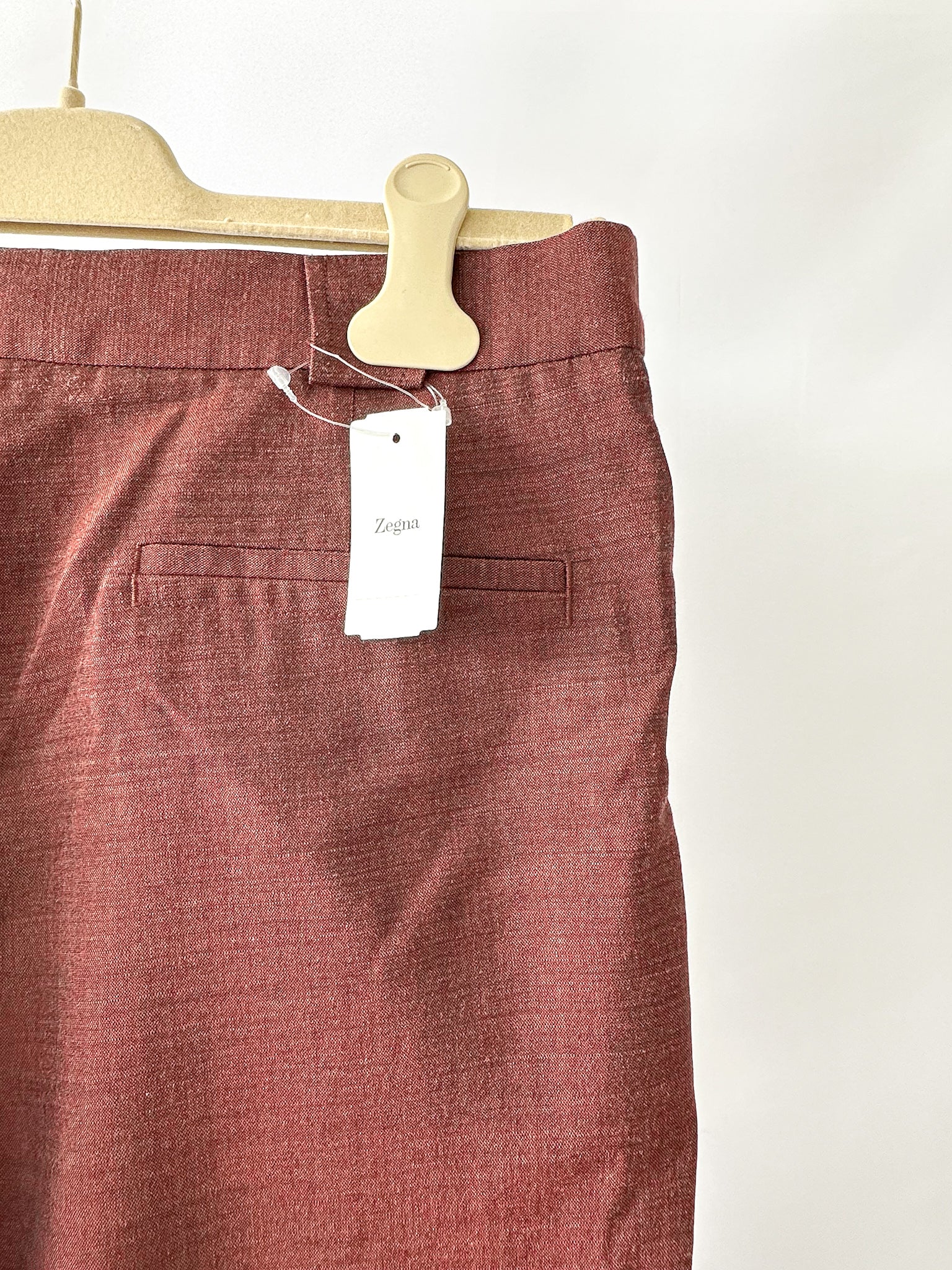 Ermenegildo Zegna Couture Silk Mohair Burgendy Trousers Pants