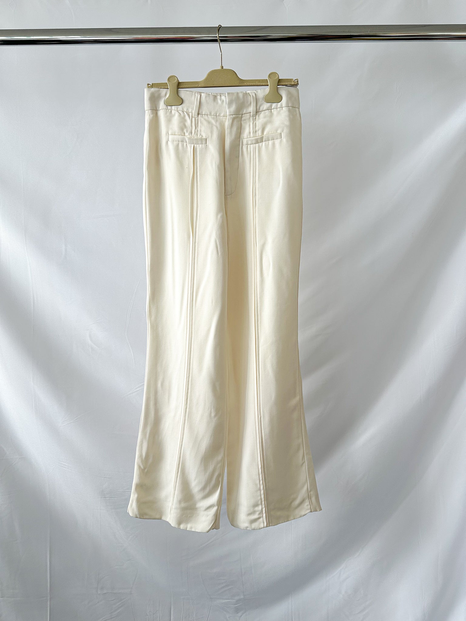 Casablanca White Wool Wide Leg Trousers