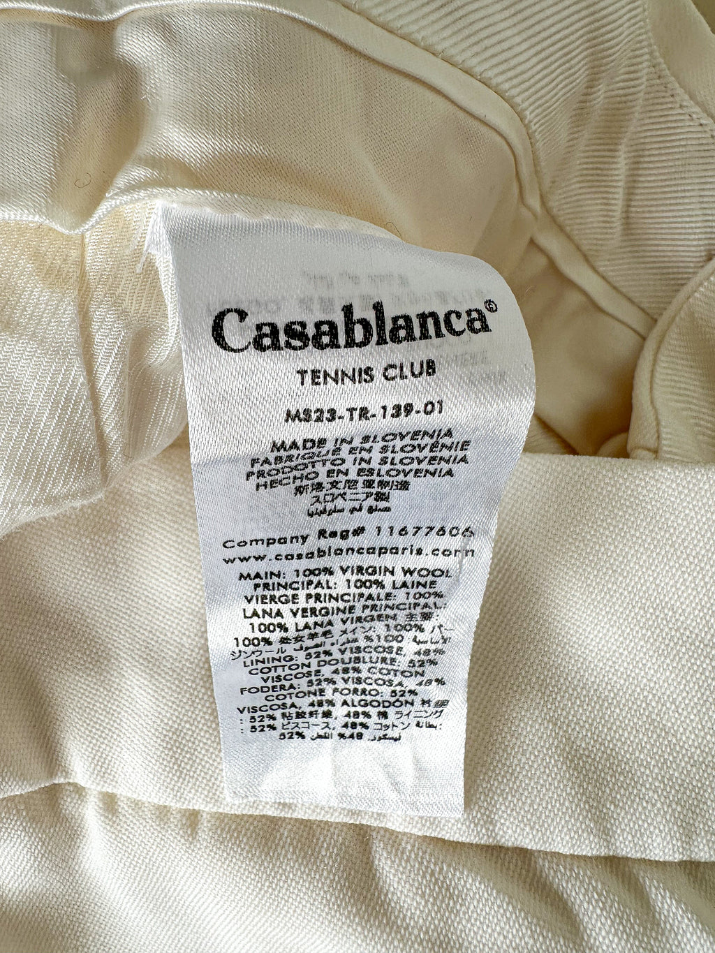 Casablanca White Wool Wide Leg Trousers