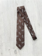 Drake's Brown Dotted Paisley Print Silk Tie
