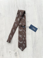 Drake's Brown Dotted Paisley Print Silk Tie