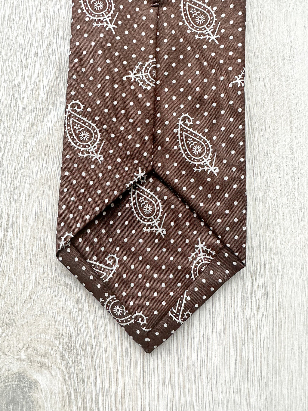 Drake's Brown Dotted Paisley Print Silk Tie