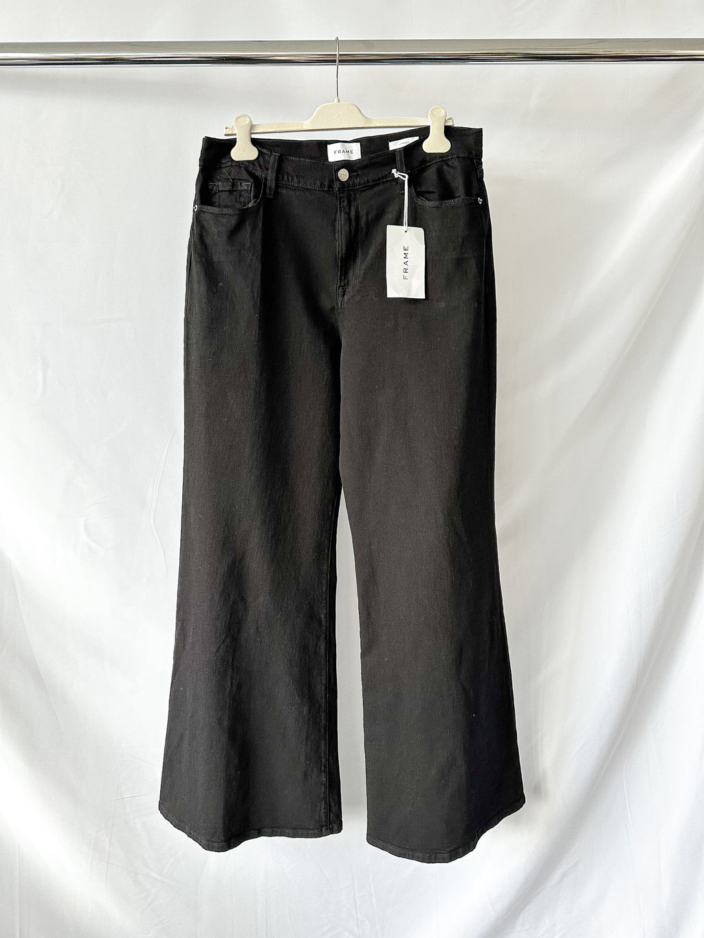 FRAME Black Le Palazzo Wide Leg Denim Jeans