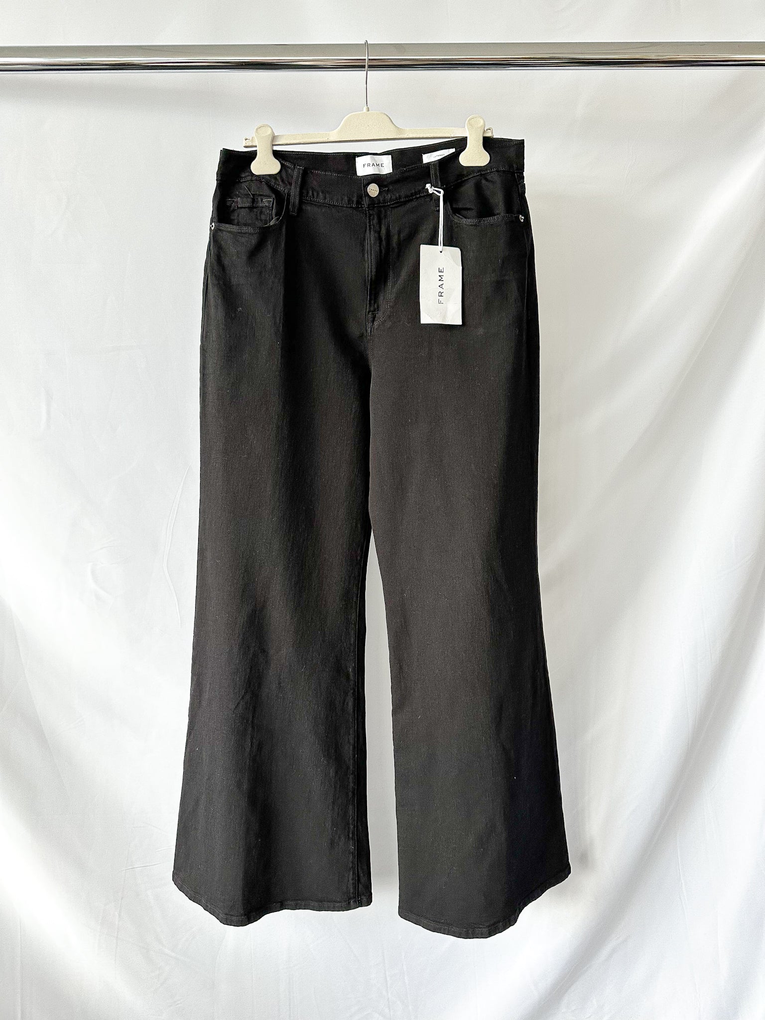 FRAME Black Le Palazzo Wide Leg Denim Jeans