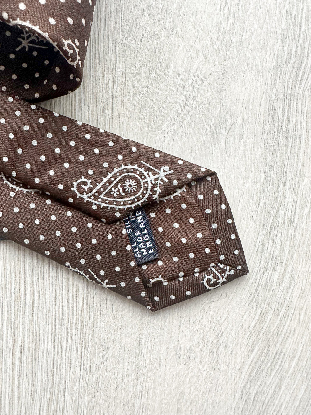 Drake's Brown Dotted Paisley Print Silk Tie