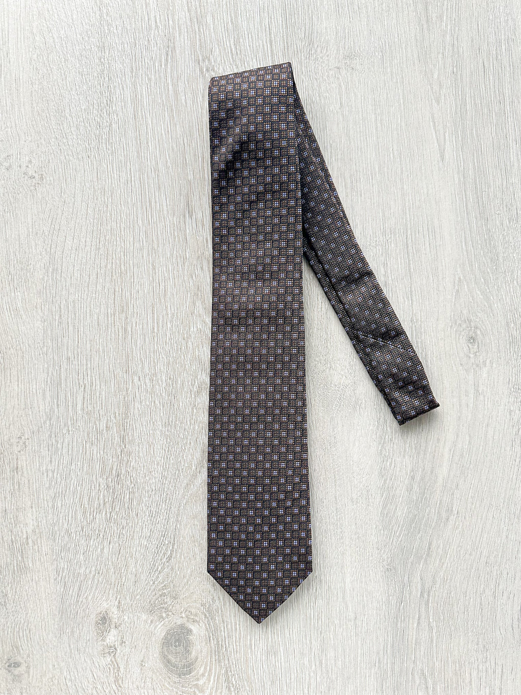 Drake's Brown Woven Square Design Tie