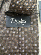Drake's Brown Woven Square Design Tie