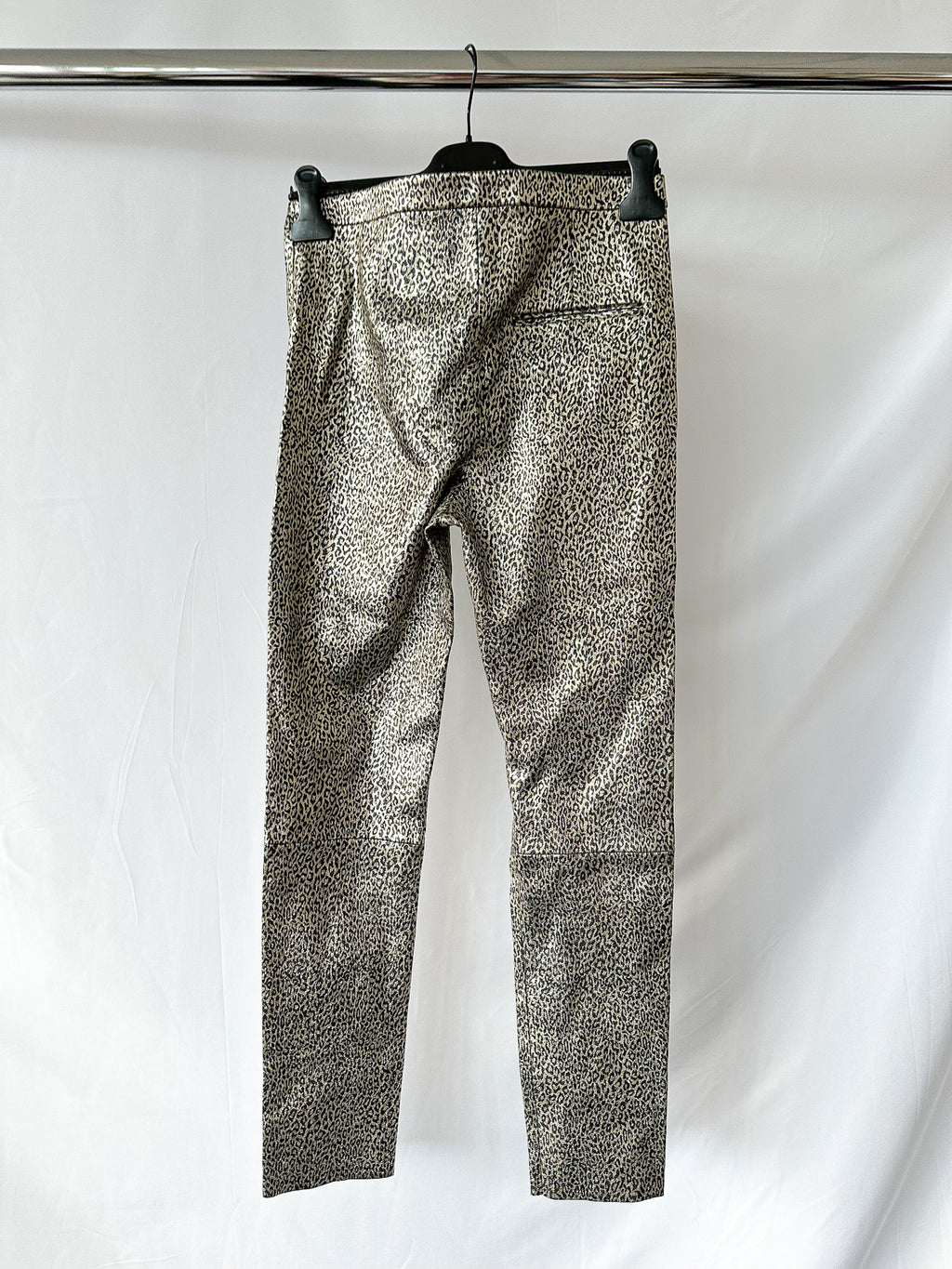Isabel Marant Leopard Print Etienne Metallic Skinny Lambskin Leather Trousers