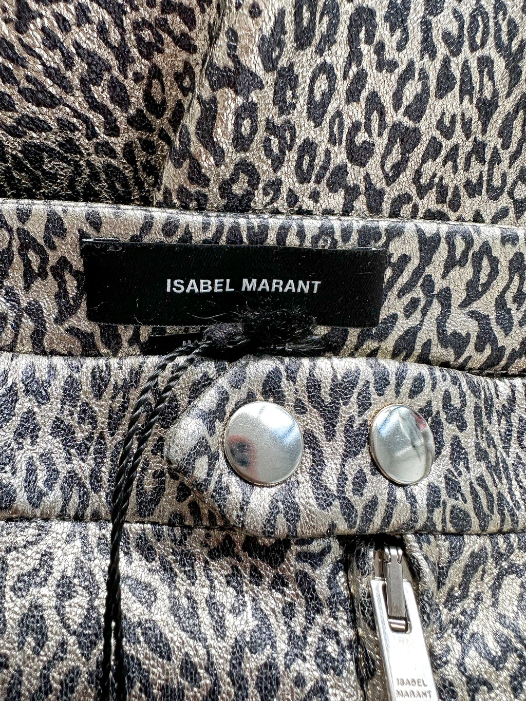 Isabel Marant Leopard Print Etienne Metallic Skinny Lambskin Leather Trousers