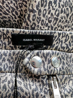 Isabel Marant Leopard Print Etienne Metallic Skinny Lambskin Leather Trousers