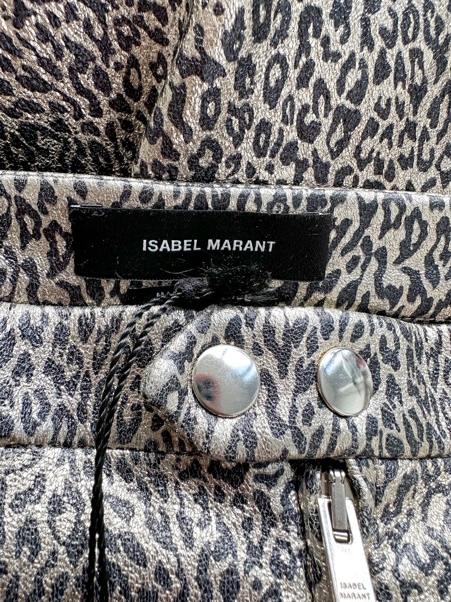 Isabel Marant Leopard Print Etienne Metallic Skinny Lambskin Leather Trousers