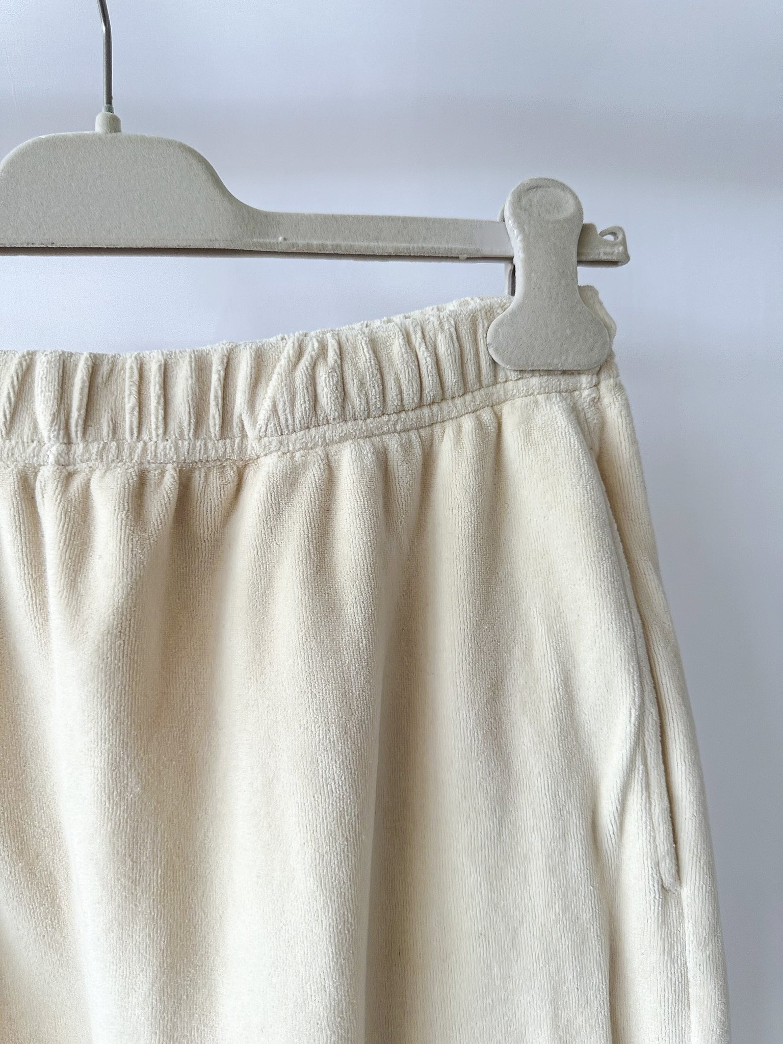 Les Tien Cream Velour Cotton Blend Track Bottoms Sweatpants