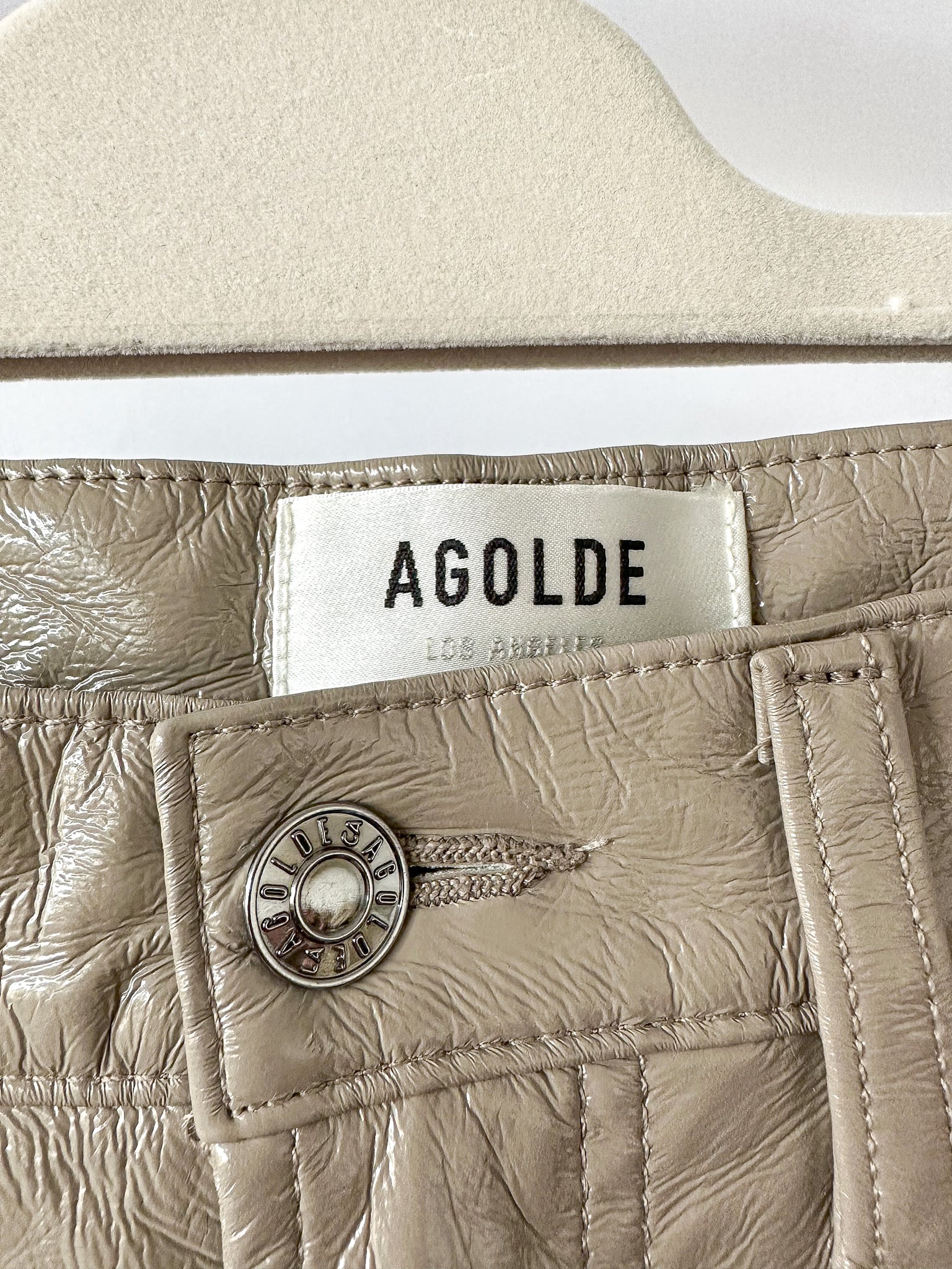 Agolde Recycled Leather 90er Jahre Pinch Waist Straight Leg Pants Hose