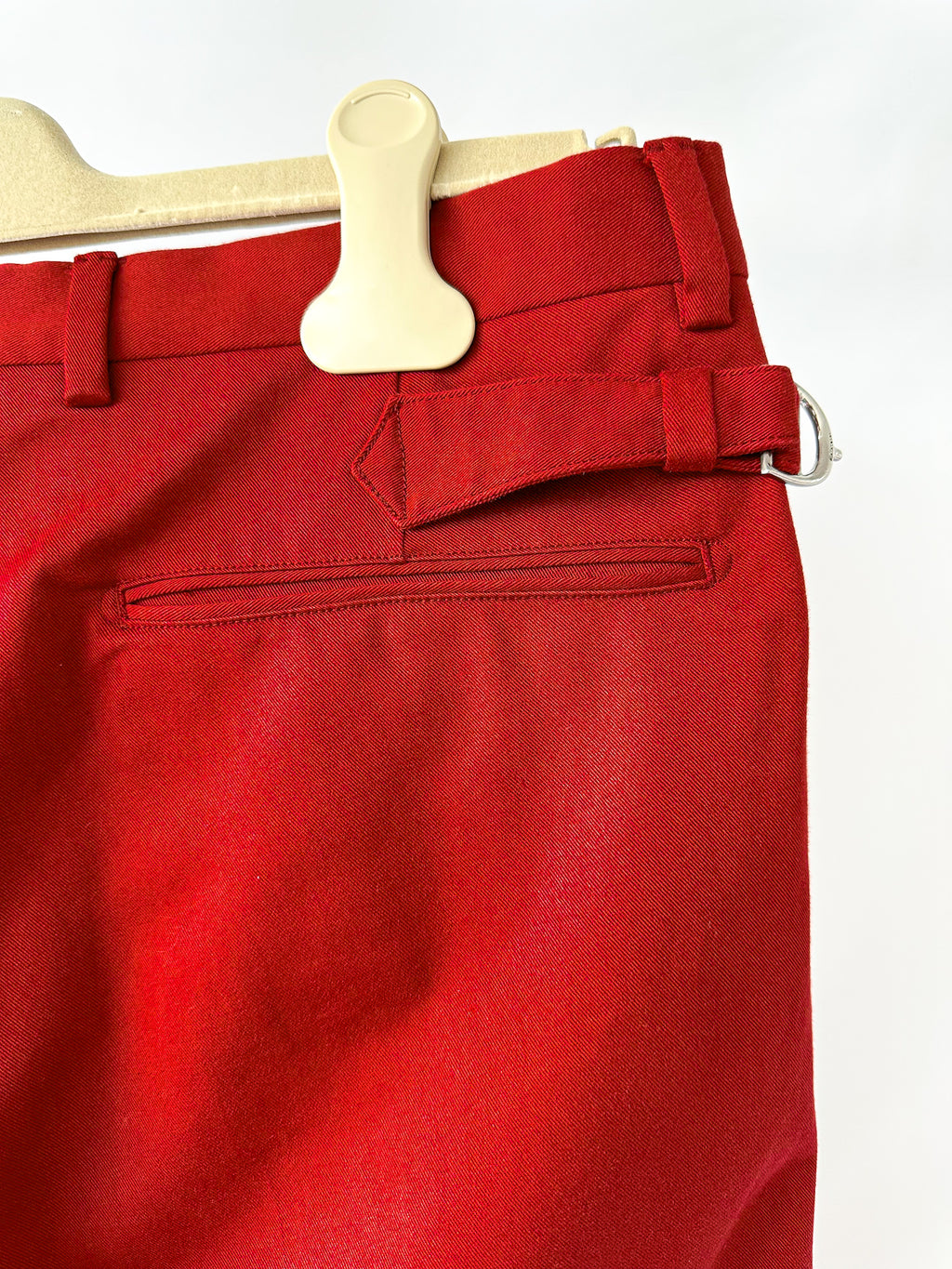 Gucci Red Tailored Fit Cotton Twill Pants Trousers