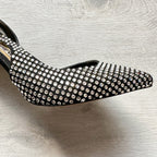 Alexandre Vauthier Black Crystal Embellished Slingback Amber Heels - House Of Huntington