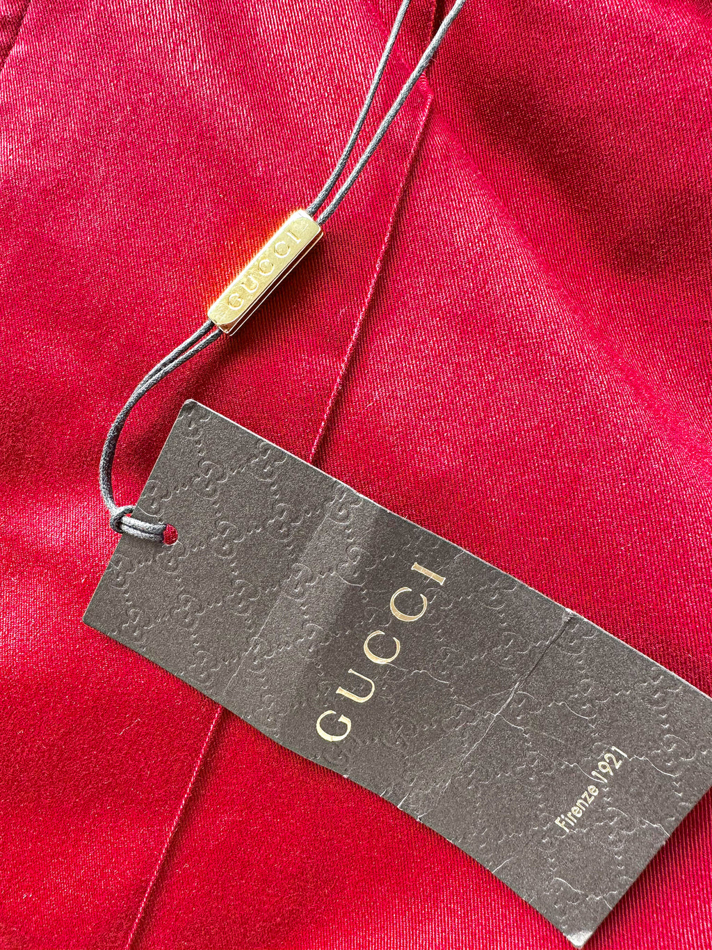 Gucci Red Tailored Fit Cotton Twill Pants Trousers