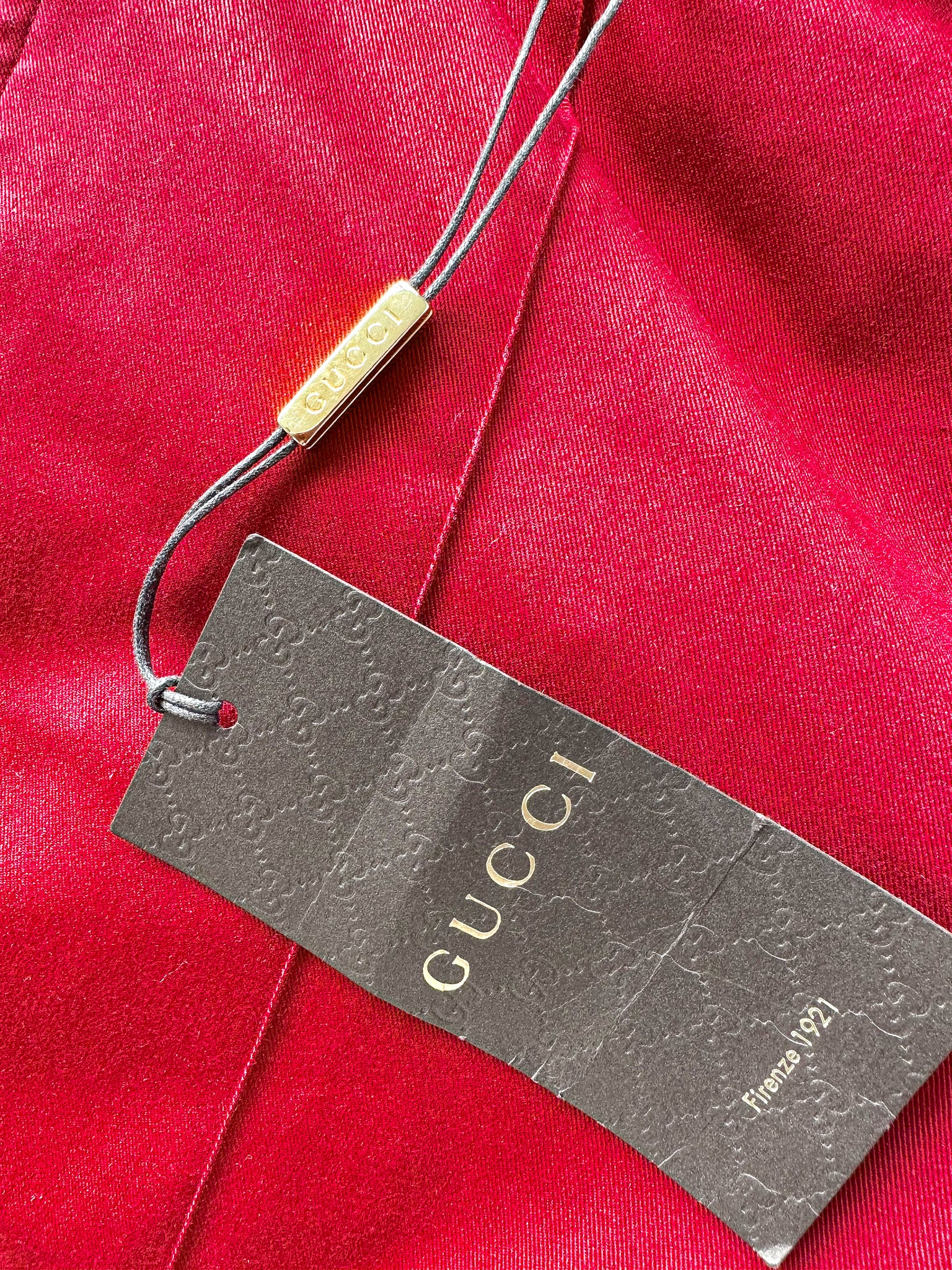 Gucci Red Tailored Fit Cotton Twill Pants Trousers