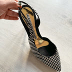Alexandre Vauthier Black Crystal Embellished Slingback Amber Heels - House Of Huntington