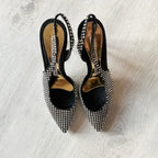 Alexandre Vauthier Black Crystal Embellished Slingback Amber Heels - House Of Huntington