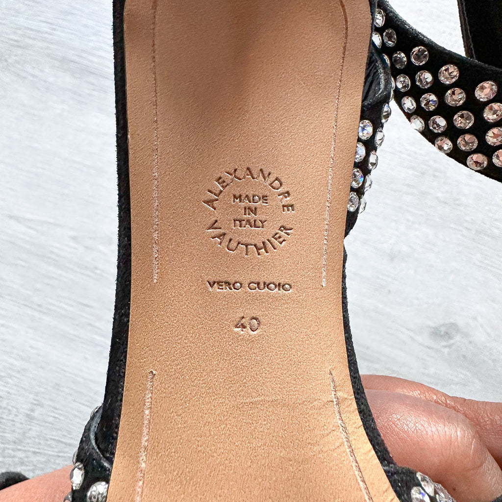 Alexandre Vauthier Black Crystal Embellished Slingback Amber Heels - House Of Huntington