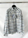 Saint James Blue Checked Shirt In Brushed Cotton