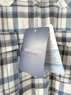 Saint James Blue Checked Shirt In Brushed Cotton